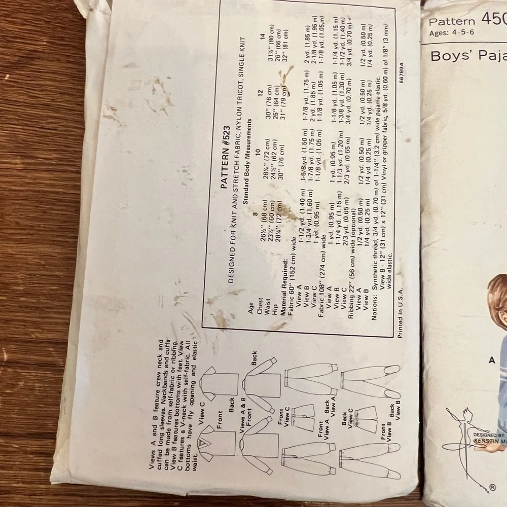 Lot of 2 Vintage Kwik Sew Pajama Patterns – #450 & #523 – Boys’ Sizes 4–14